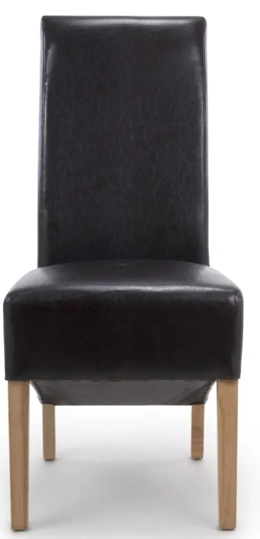 2-Pack Dining Chairs Roll Back - Black, Leather image