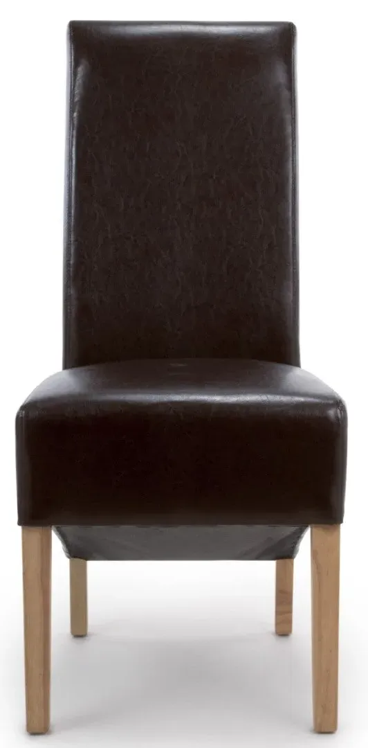 2-Pack Dining Chairs Roll Back - Brown, Leather image