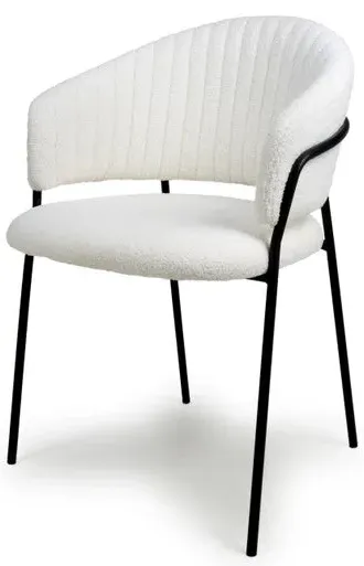 2-Pack Dining Chairs with Ribbed Back - White, Boucle image