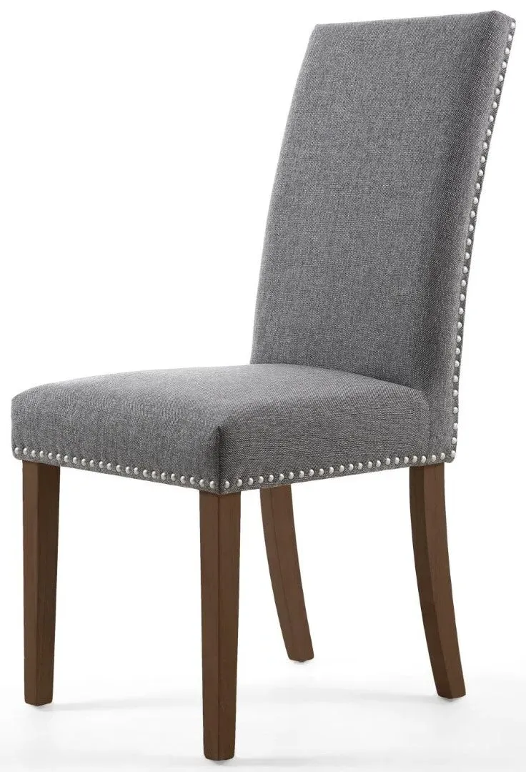 2-Pack Dining Chairs with Stud Detail - Grey, Linen image