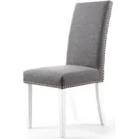 2-Pack Dining Chairs with Studs - Grey, Linen