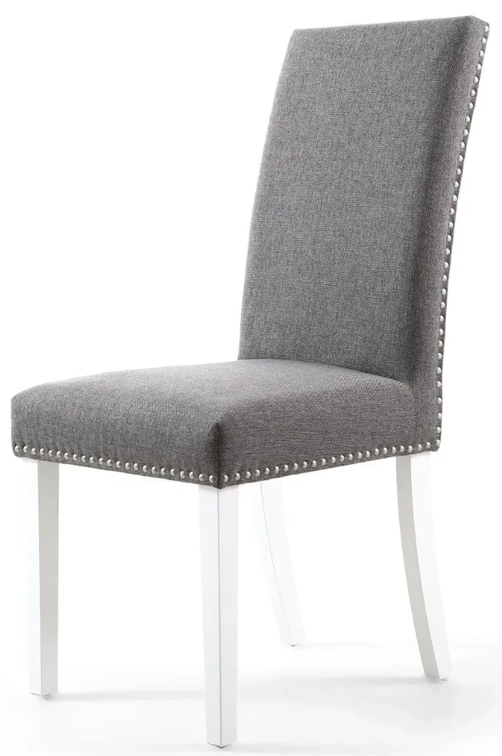 2-Pack Dining Chairs with Studs - Grey, Linen