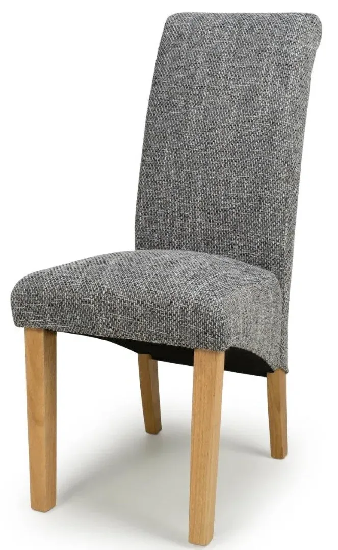 2-Pack Scroll Back Dining Chair - Grey, Tweed