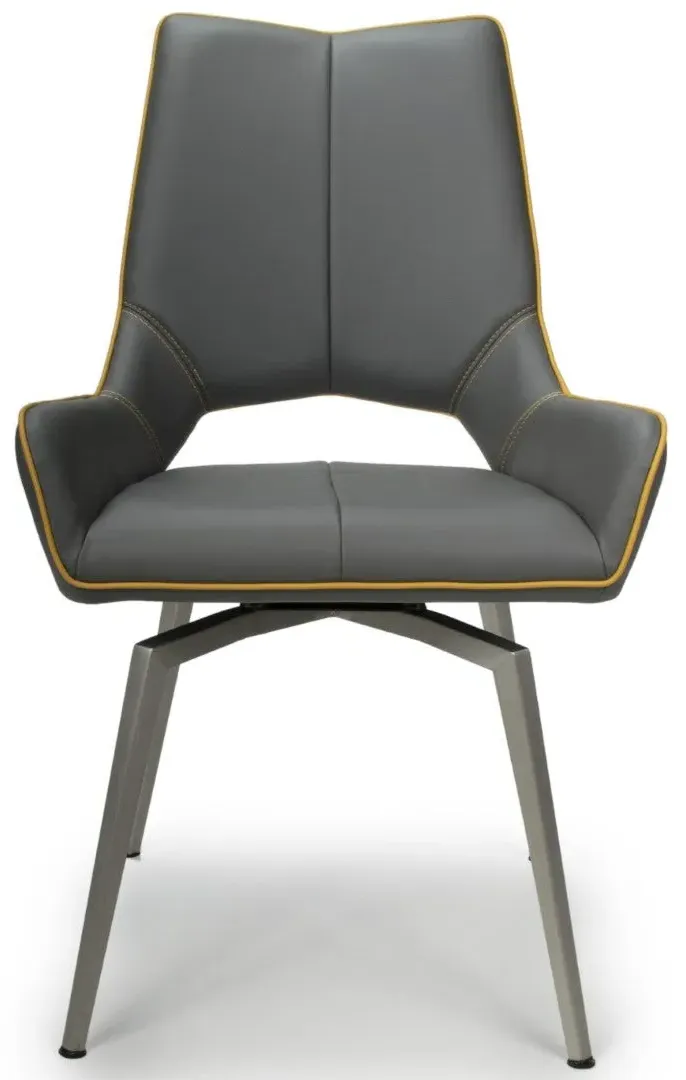 2-Pack Swivel Dining Chairs - Grey, Leather Effect image