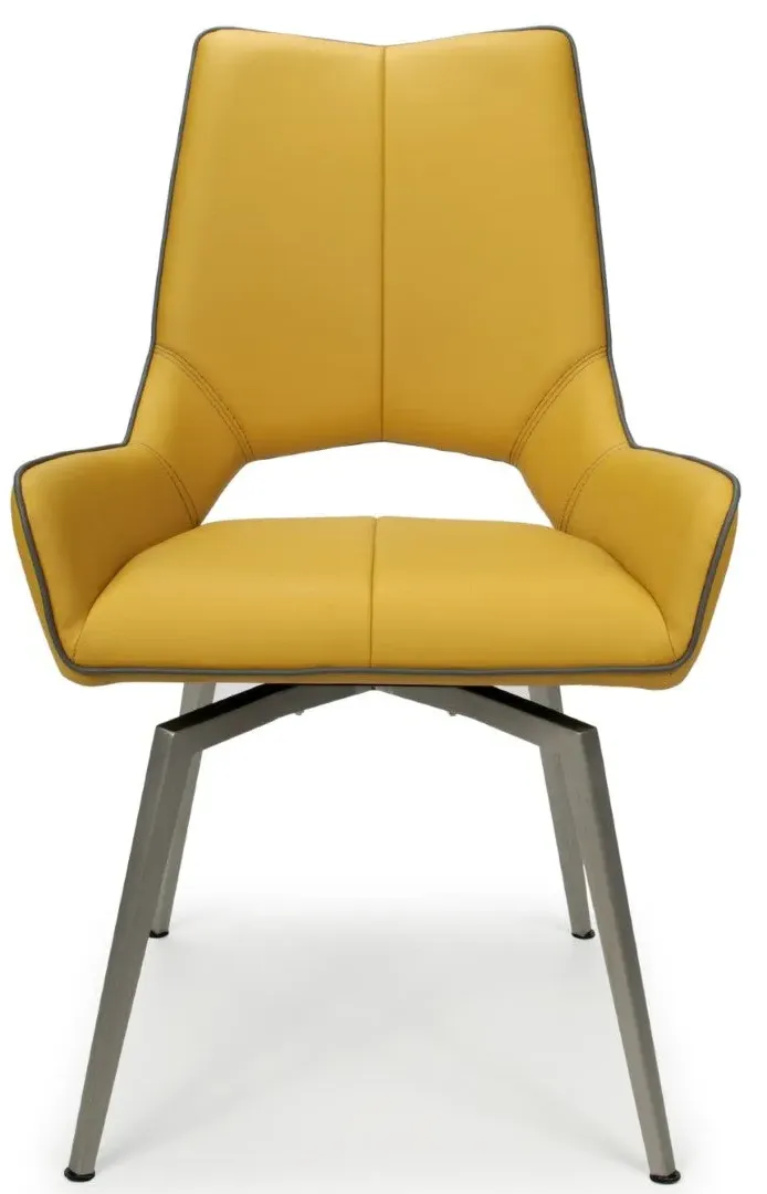 2-Pack Swivel Dining Chairs - Yellow, Leather Effect image