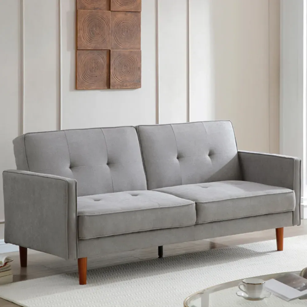 3-Seater Sofa Bed with Conversion - Grey, Fabric image