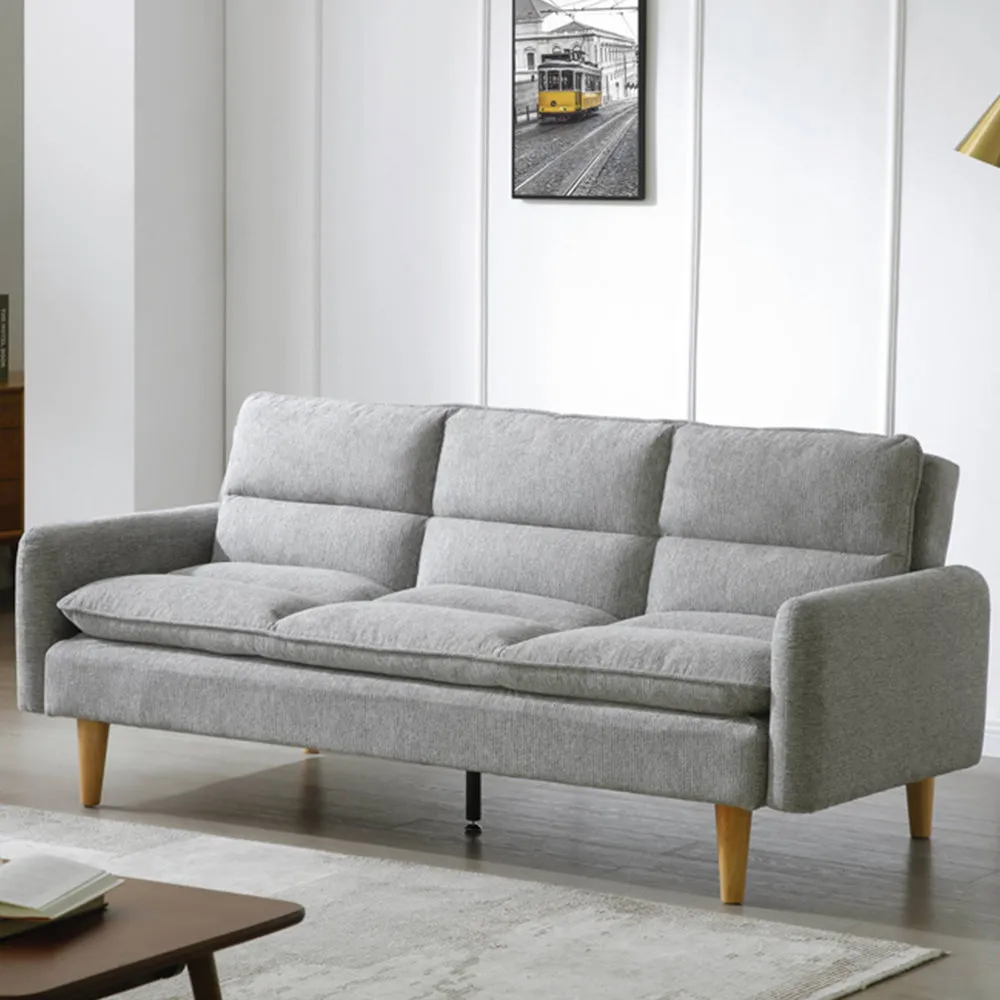 3-Seater Sofa Bed with Storage - Grey, Fabric image