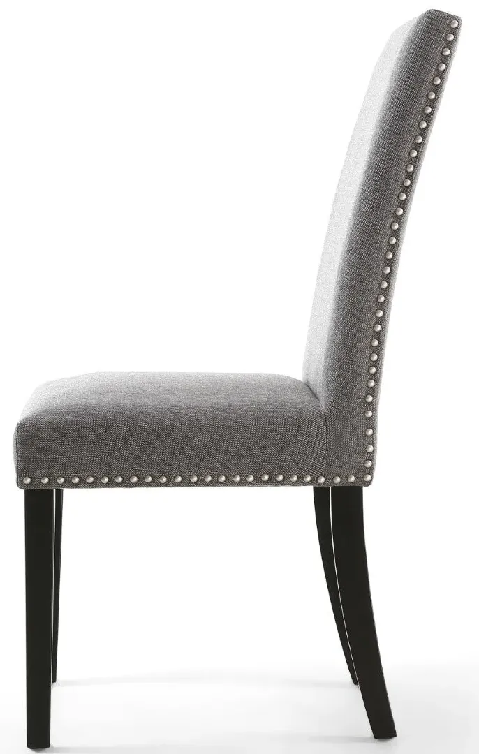 4-Pack Dining Chair with Stud Detail - Grey, Linen