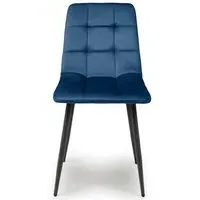 4-Pack Dining Chairs - Blue, Brushed Velvet