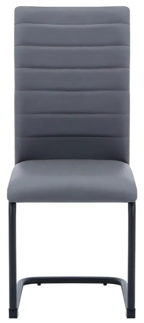 4-Pack Dining Chairs Cantilever - Grey, Leather image
