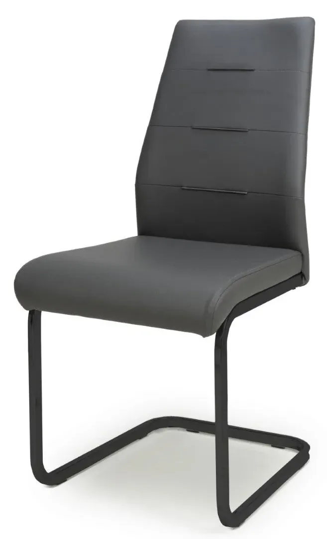4-Pack Dining Chairs Cantilever - Grey, Leather image