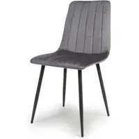 4-Pack Dining Chairs - Grey, Brushed Velvet