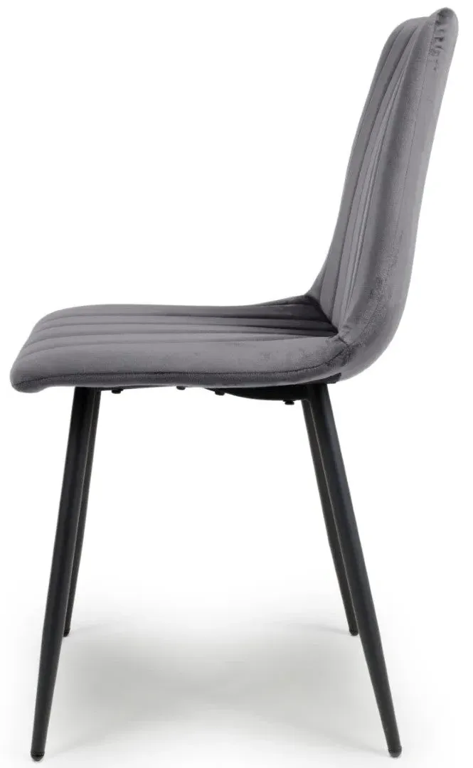 4-Pack Dining Chairs - Grey, Brushed Velvet