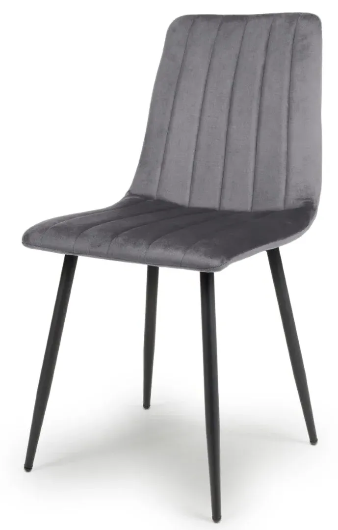 4-Pack Dining Chairs - Grey, Brushed Velvet