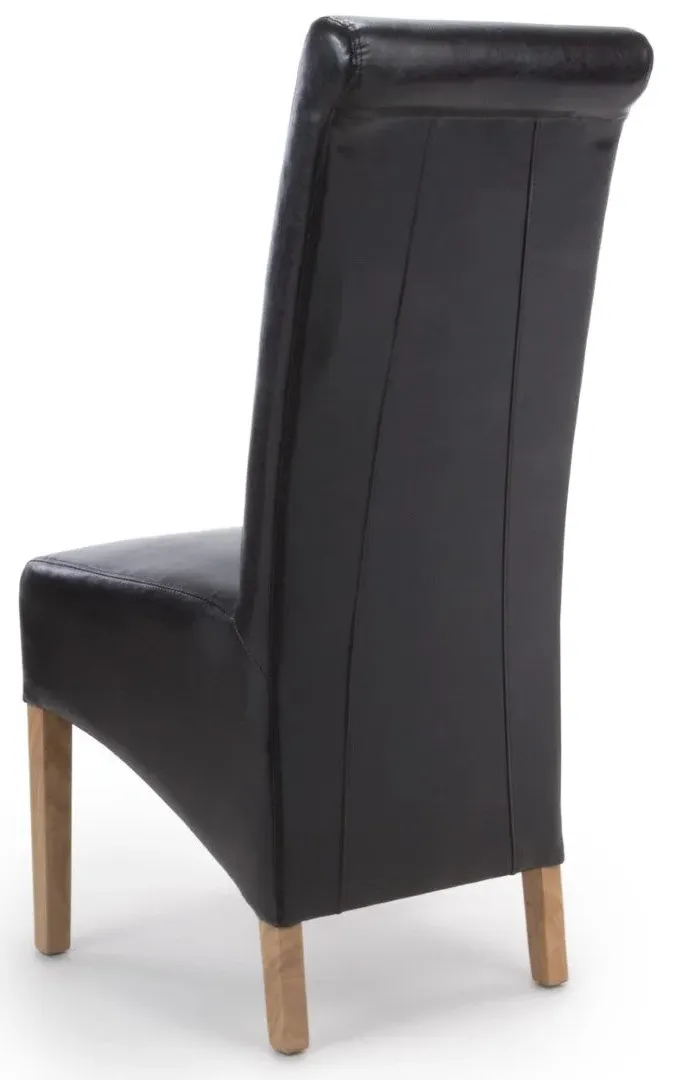 4-Pack Dining Chairs Roll Back - Black, Leather