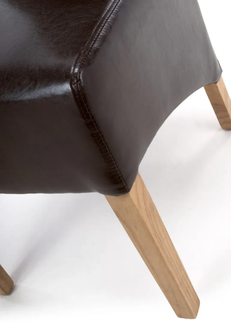 4-Pack Dining Chairs Roll Back - Brown, Leather