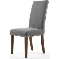 4-Pack Dining Chairs with Stud Detail - Grey, Linen
