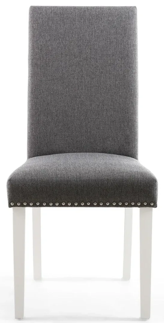 4-Pack Dining Chairs with Studs - Grey, Linen