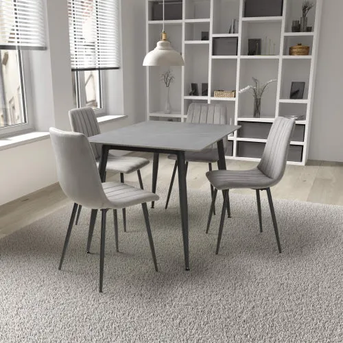 5-Piece Dining Set with Table - Grey, Ceramic