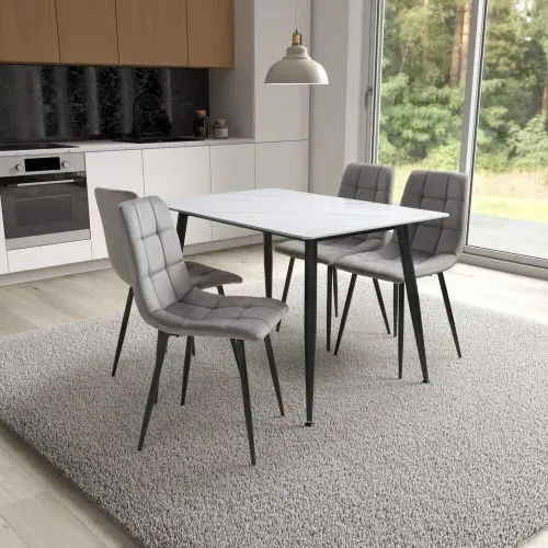 5-Piece Dining Set with Table - White, Ceramic image