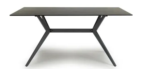 5-Piece Dining Set with X-Frame - Black, Ceramic