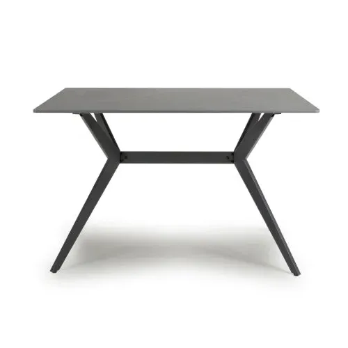 5-Piece Dining Set with X-Frame - Grey, Ceramic