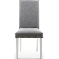 6-Pack Dining Chair with Stud Detail - Grey, Linen