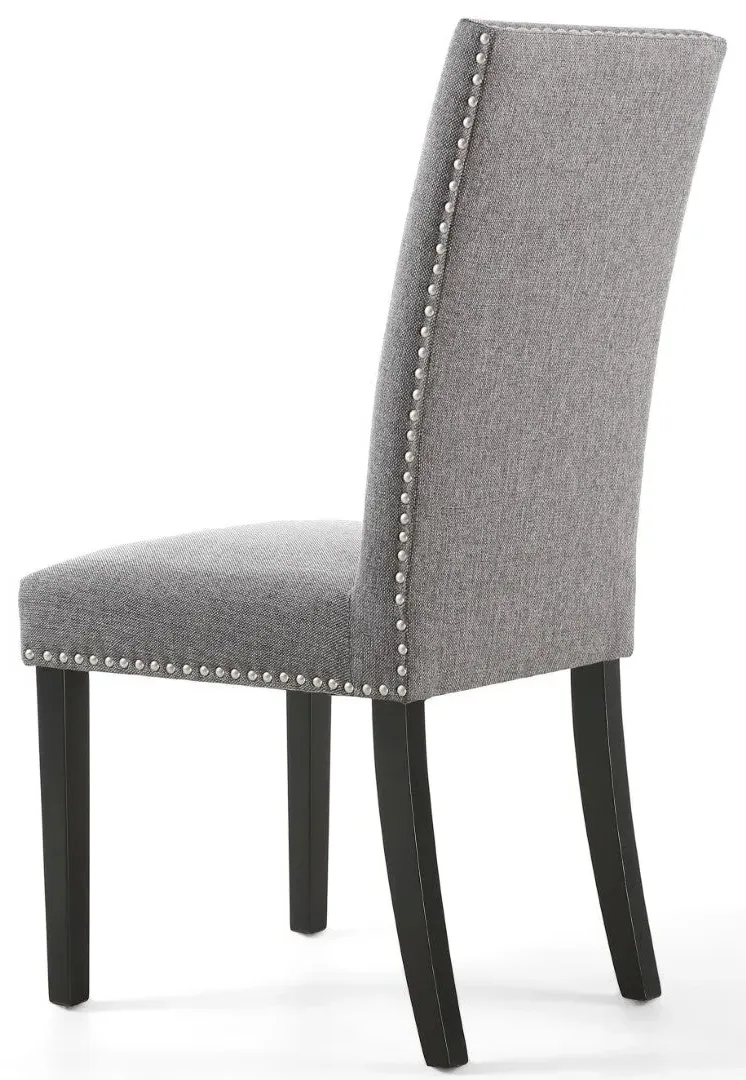 6-Pack Dining Chair with Stud Detail - Grey, Linen