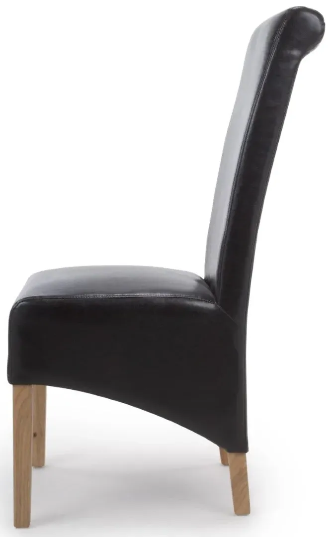 6-Pack Dining Chairs Roll Back - Black, Leather