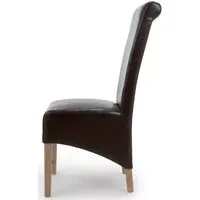 6-Pack Dining Chairs Roll Back - Brown, Leather
