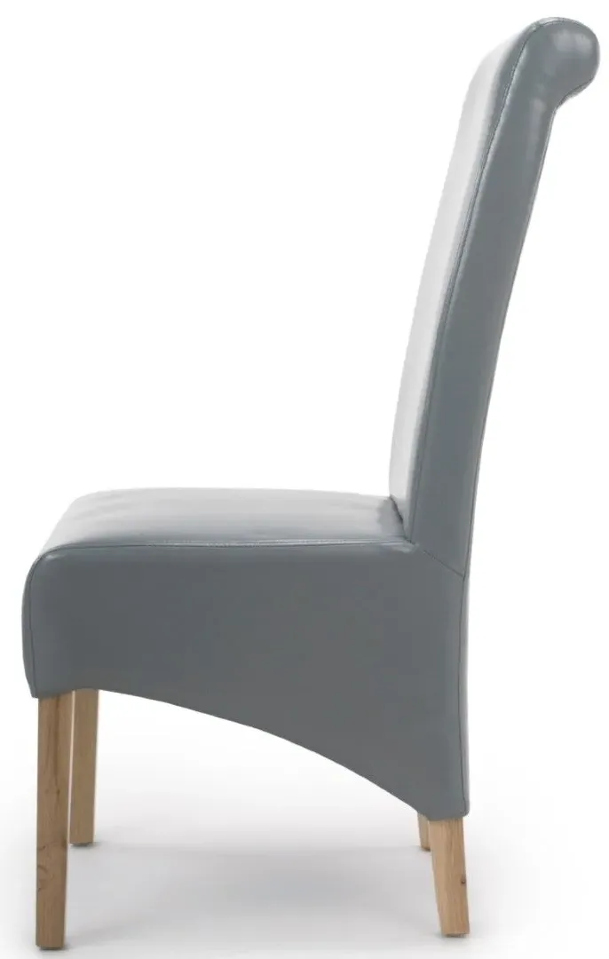 6-Pack Dining Chairs Roll Back - Grey, Leather