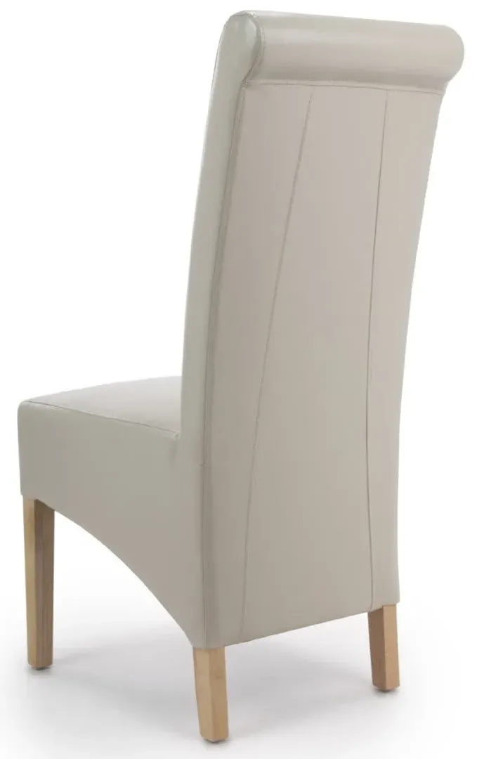 6-Pack Dining Chairs Roll Back - Ivory, Leather