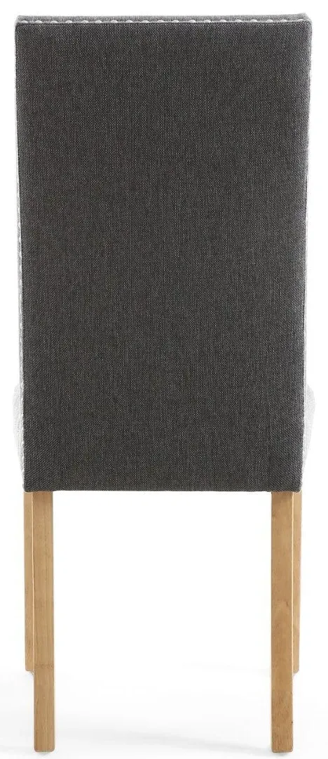 6-Pack Dining Chairs with Stud Detail - Grey, Linen