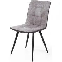 6-Pack Dining Chairs with Zip Detail - Grey, Suede
