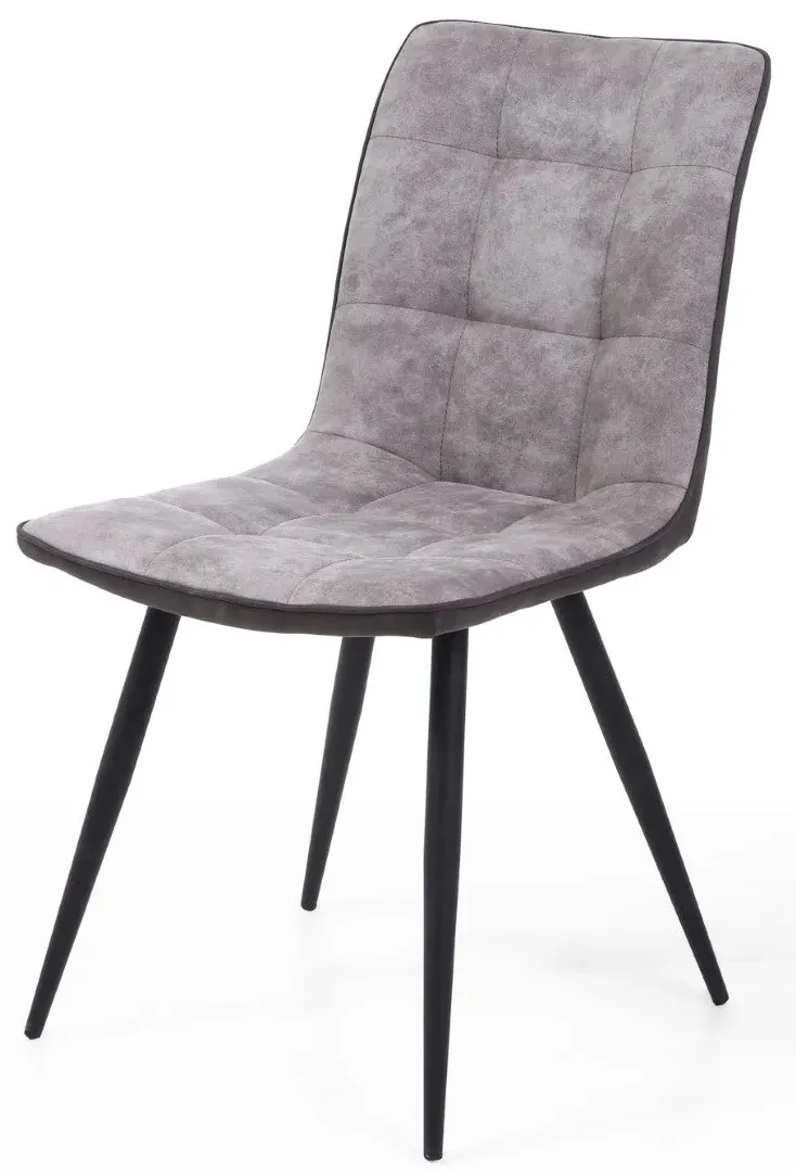 6-Pack Dining Chairs with Zip Detail - Grey, Suede