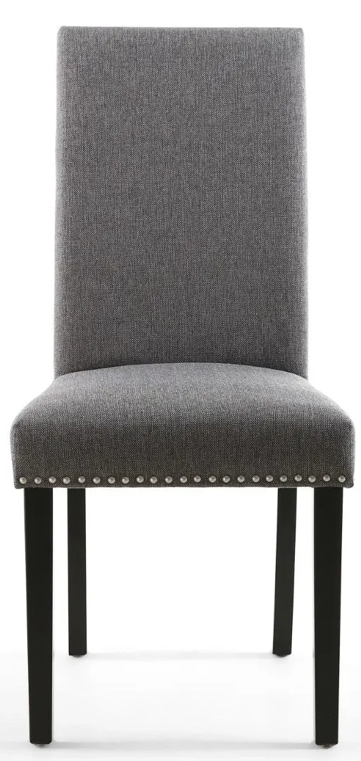 8-Pack Dining Chair with Stud Detail - Grey, Linen