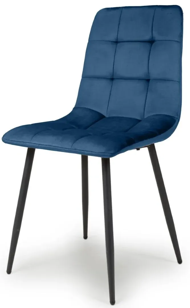 8-Pack Dining Chairs - Blue, Brushed Velvet