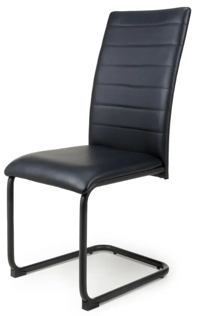 8-Pack Dining Chairs Cantilever - Black, Leather