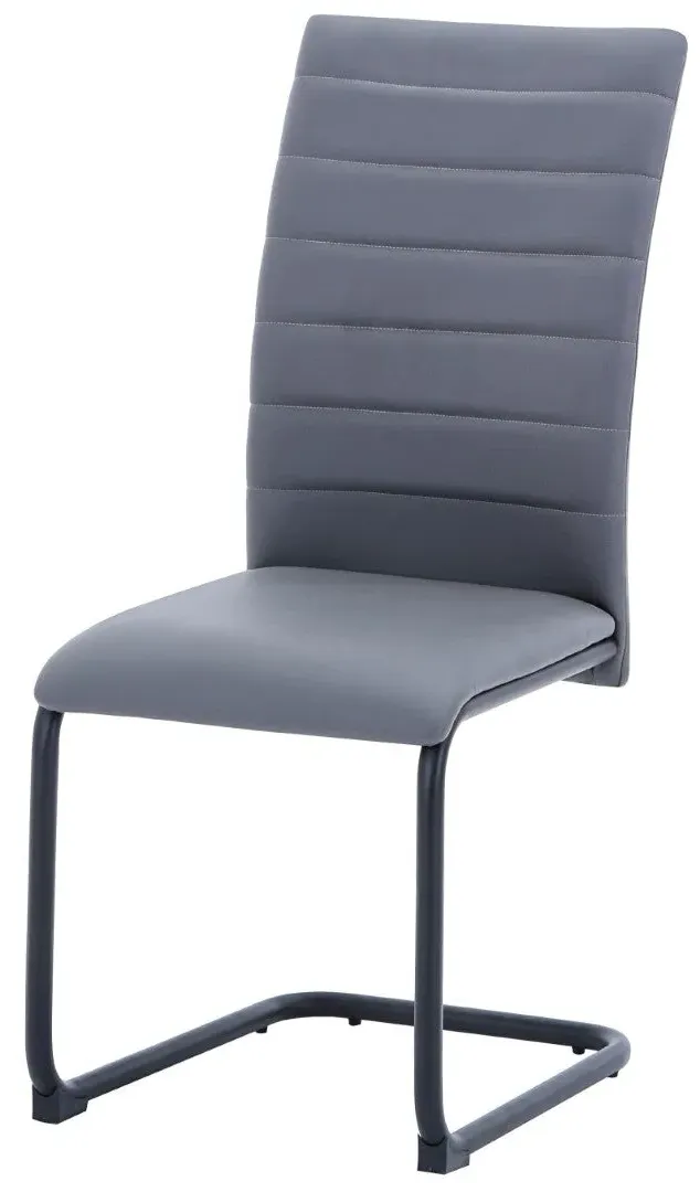8-Pack Dining Chairs Cantilever - Grey, Leather