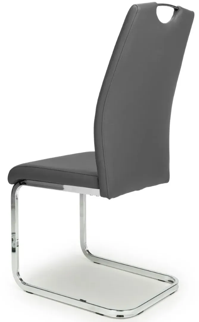 8-Pack Dining Chairs Cantilever - Grey, Leather