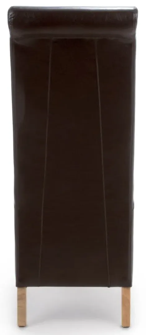 8-Pack Dining Chairs Roll Back - Brown, Leather