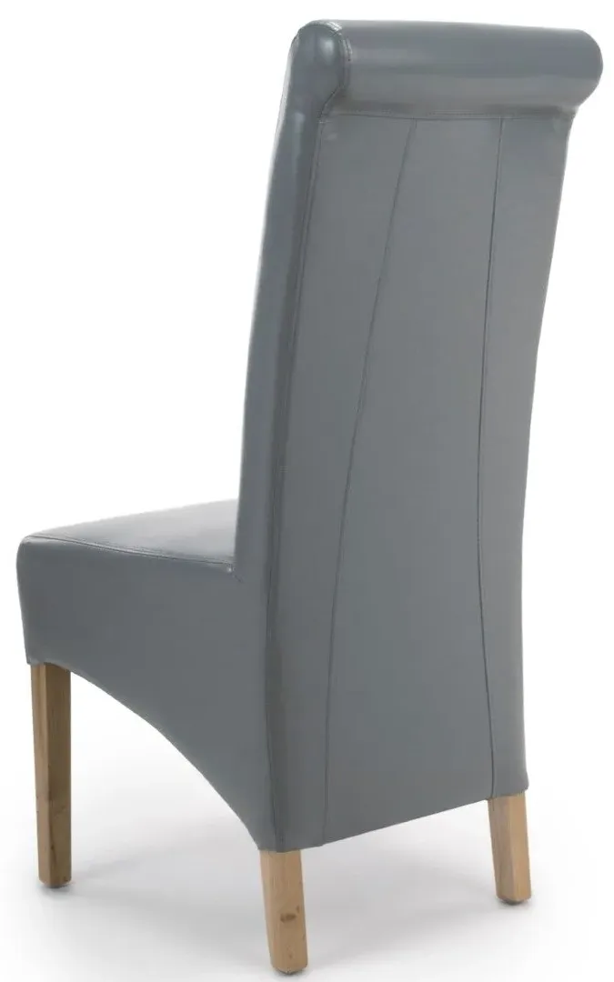 8-Pack Dining Chairs Roll Back - Grey, Leather
