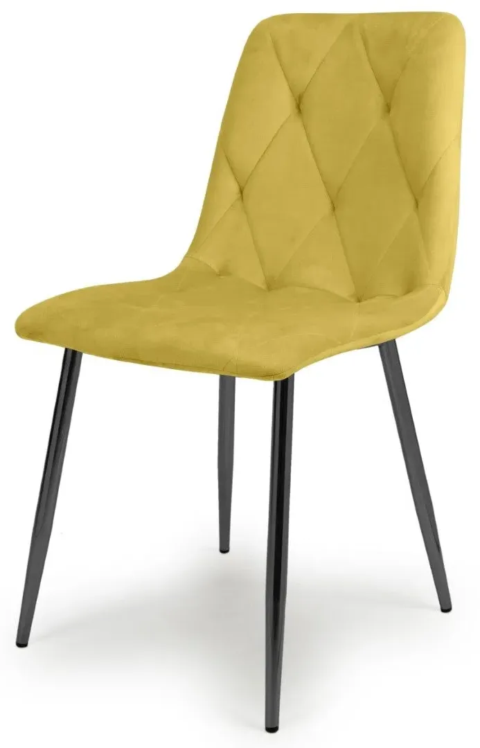 8-Pack Dining Chairs with Pleated Stitching - Mustard