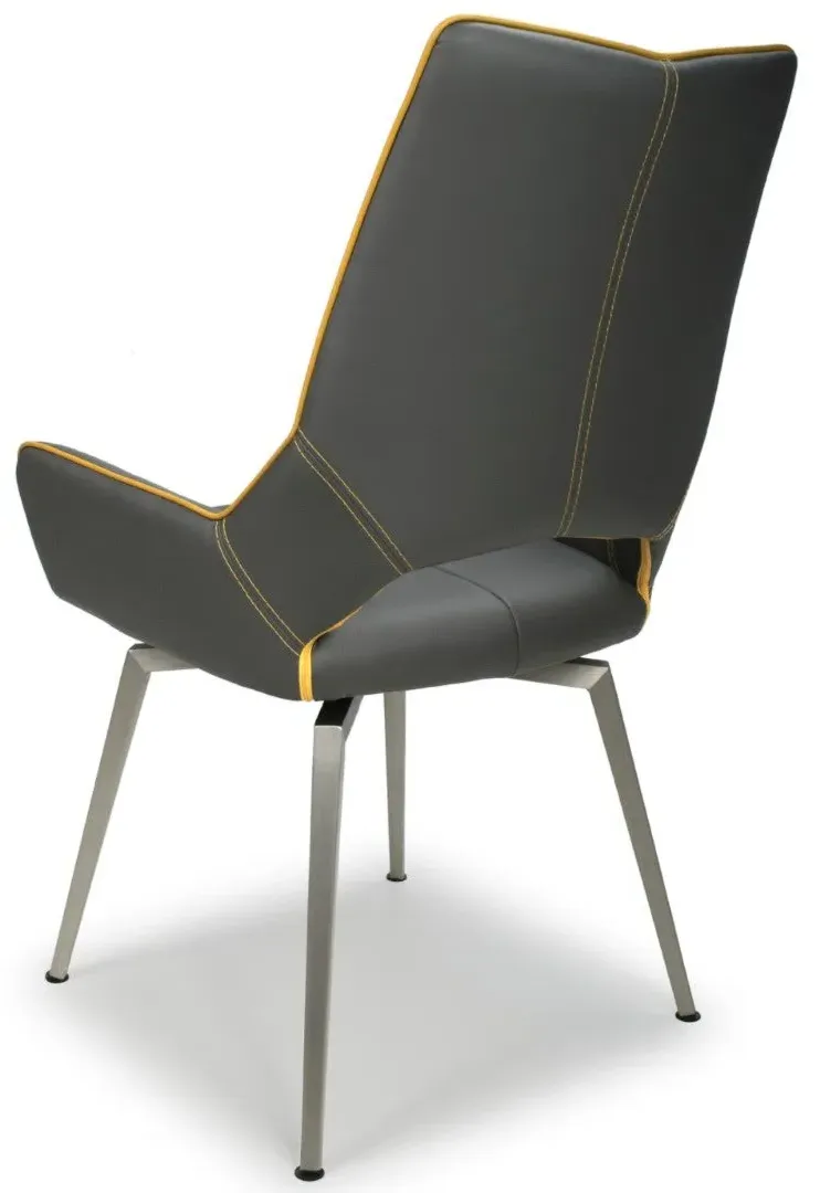 8-Pack Swivel Dining Chairs - Grey, Leather Effect