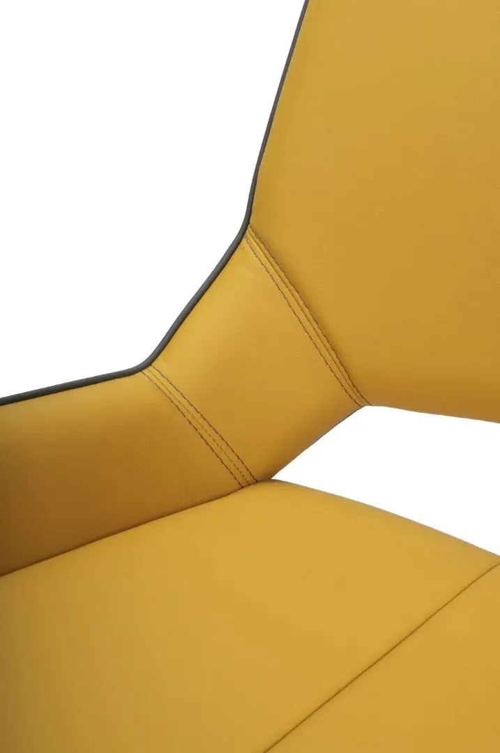 8-Pack Swivel Dining Chairs - Yellow, Leather Effect