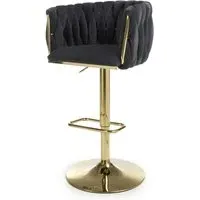 Adjustable Bar Stool with Armrests - Black, Velvet