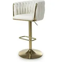 Adjustable Bar Stool with Armrests - Cream, Textured