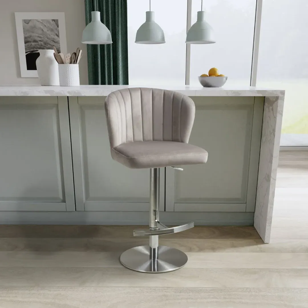 Adjustable Bar Stool with Swivel - Mink, Velvet