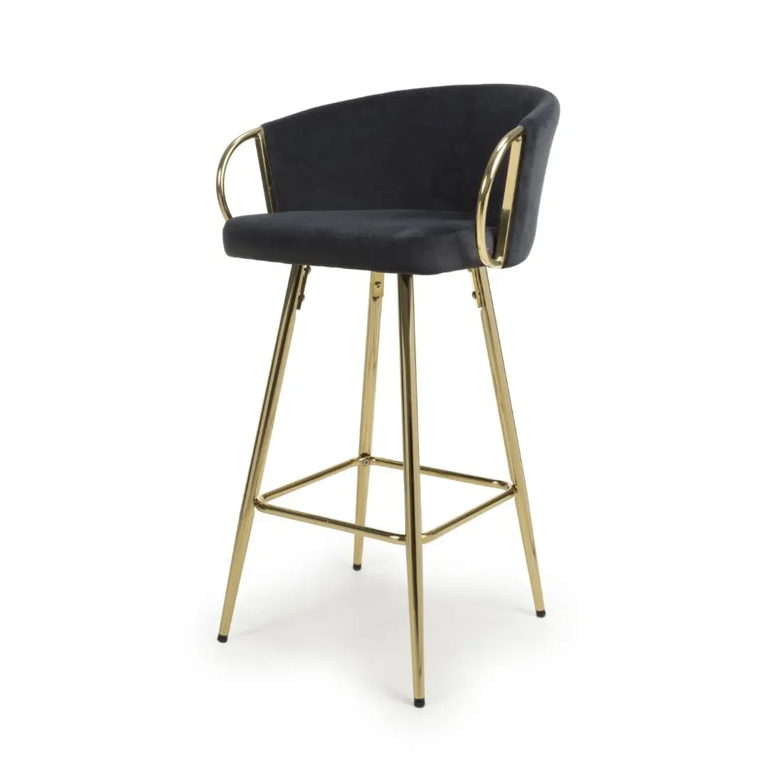 Bar Stool with Handles - Black, Brushed Velvet image