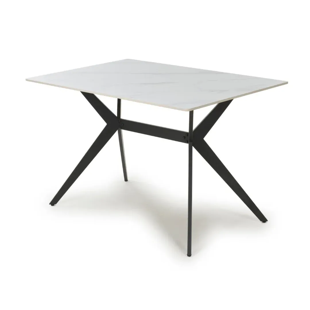 Dining Table with X-Frame Legs - White, Stone image